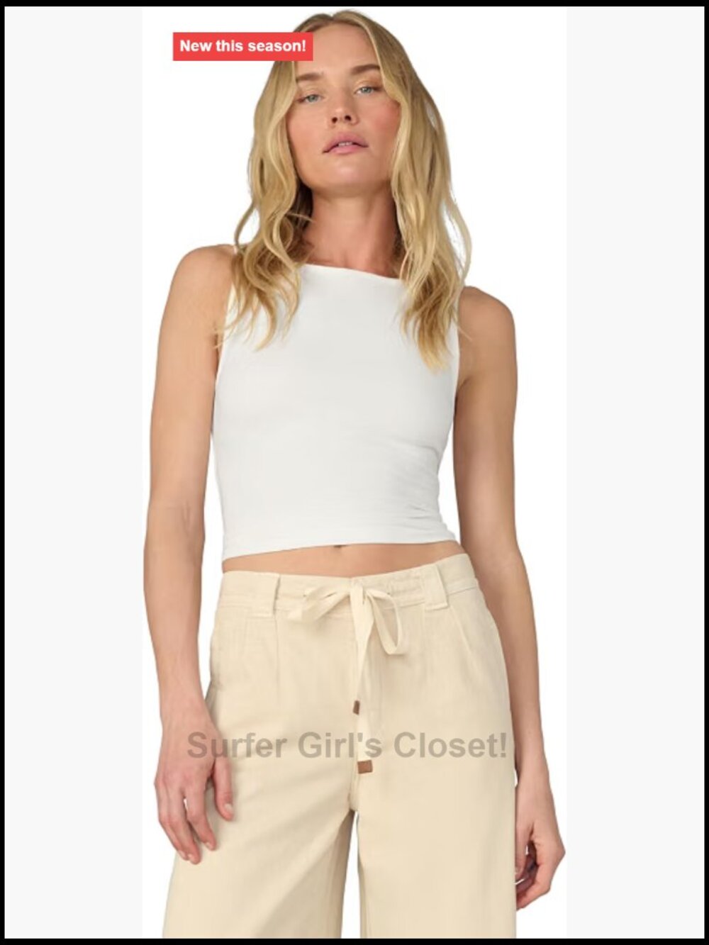 Women's Sleeveless Boat Neck Tank Top Cotton Modal Blend
